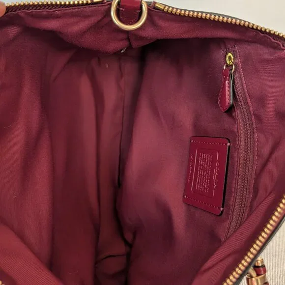 Coach 2020 Prairie Satchel 79997 Pebbled Leather Crossbody Bag – Deep Red - Picture 8 of 9